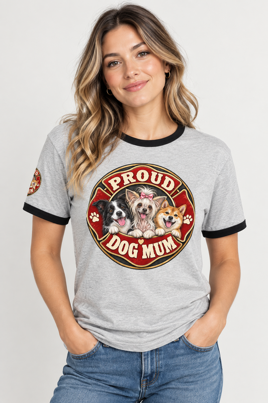 Proud Dog Mum ringer t-shirt
