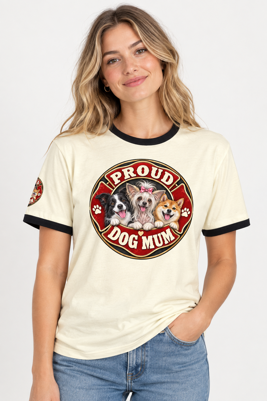 Proud Dog Mum ringer t-shirt