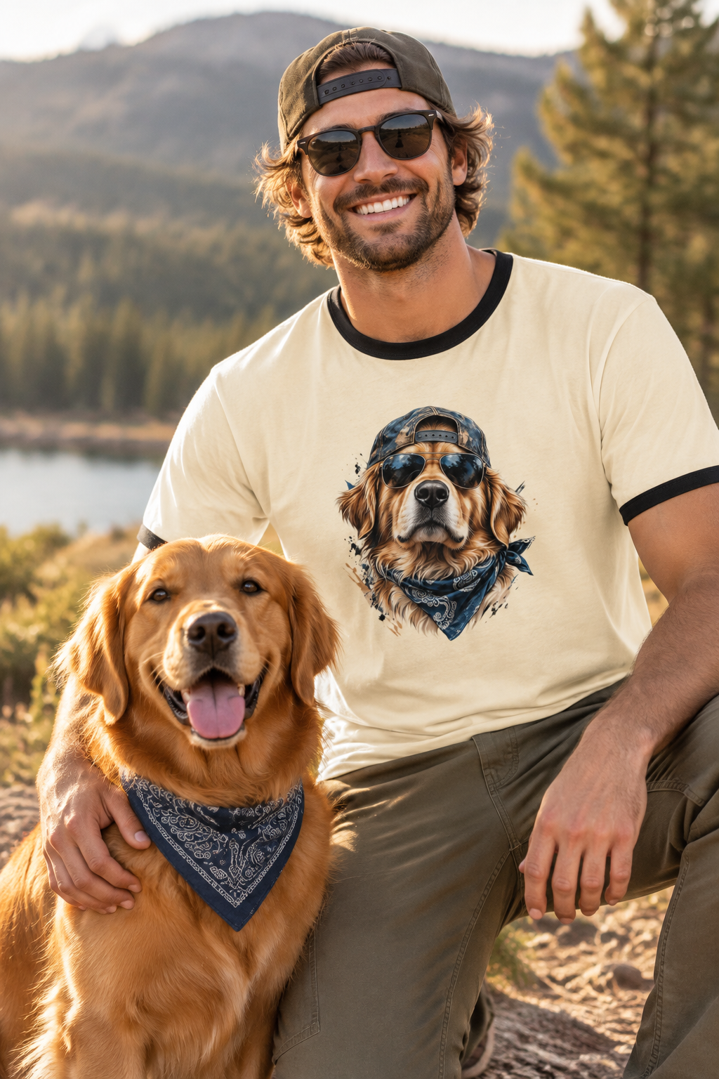 Men’s Golden Retriever Ringer T-Shirt