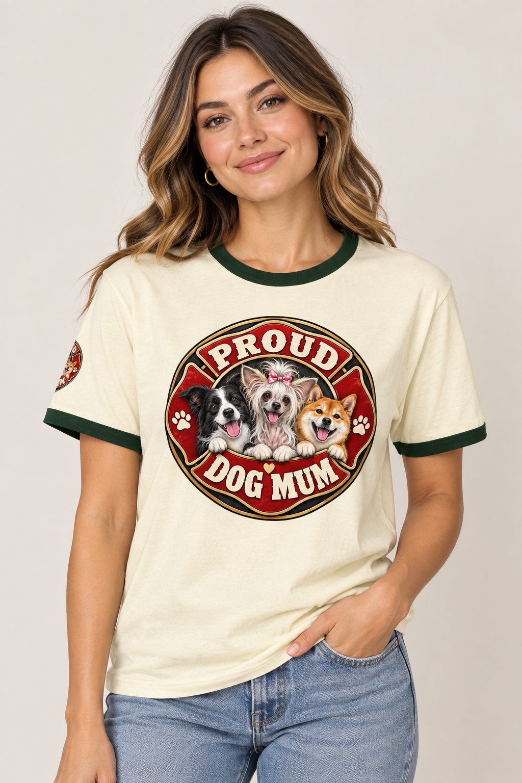 Proud Dog Mum ringer t-shirt