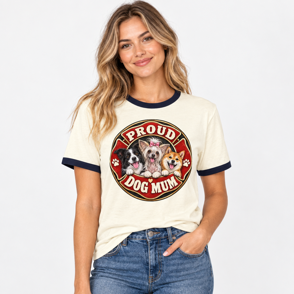 Proud Dog Mum ringer t-shirt