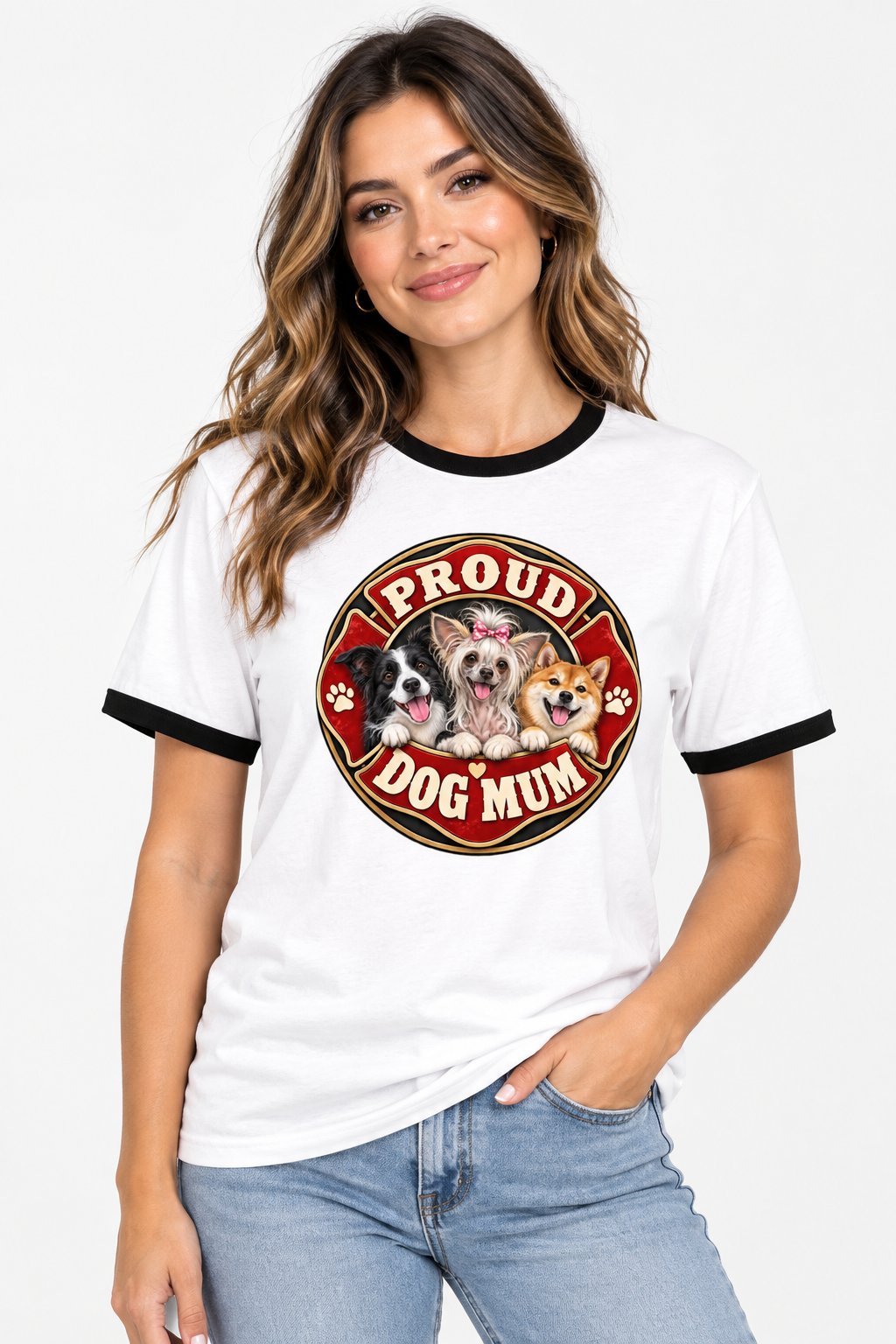 Proud Dog Mum ringer t-shirt