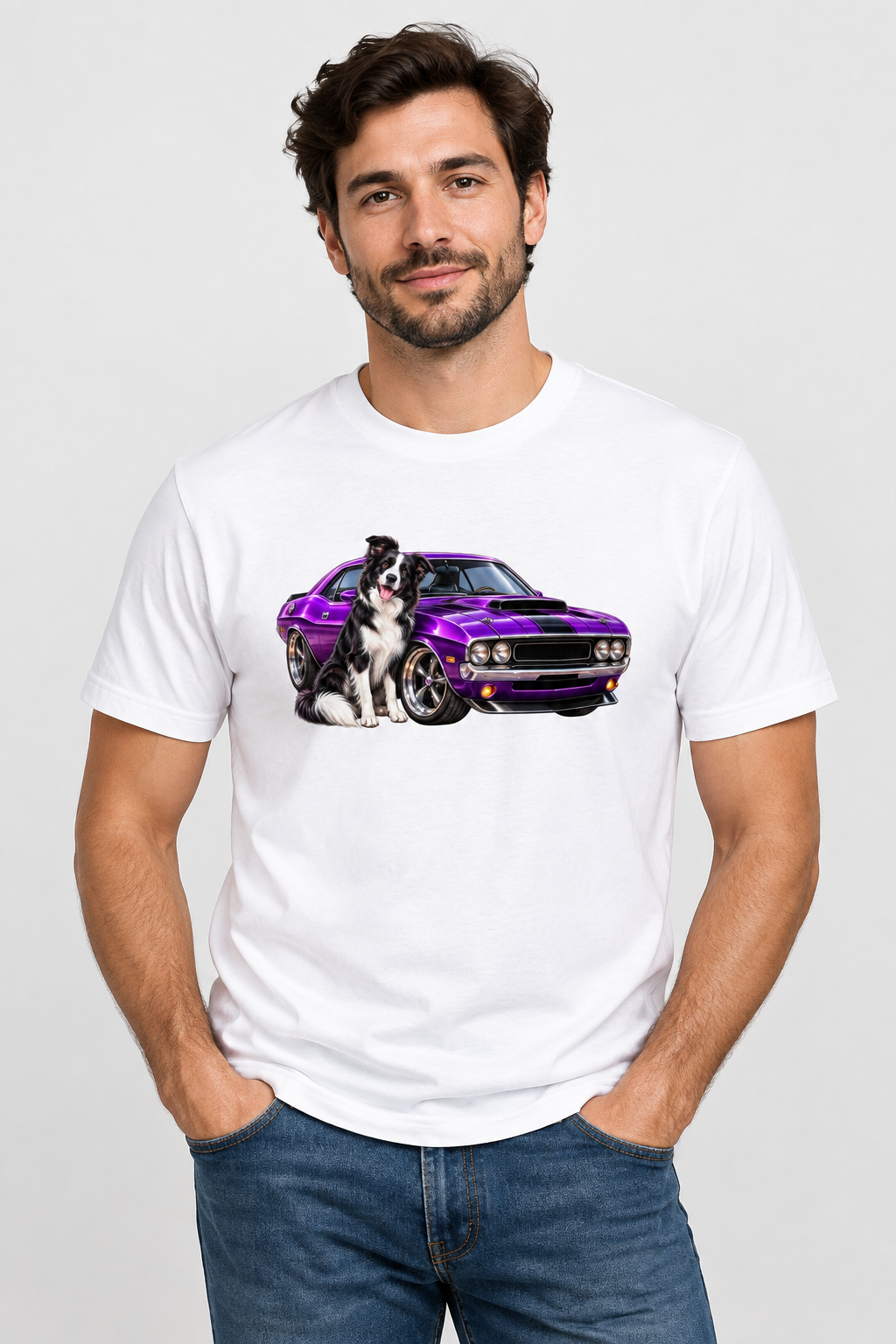 Muscle Car & Border Collie T-Shirt