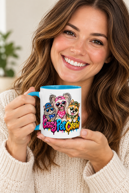 Crazy Pet Crew Ceramic Mug with Colored Interior