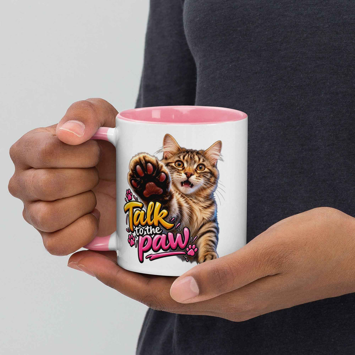 Talk to the Paw Cat Mug with Color Inside