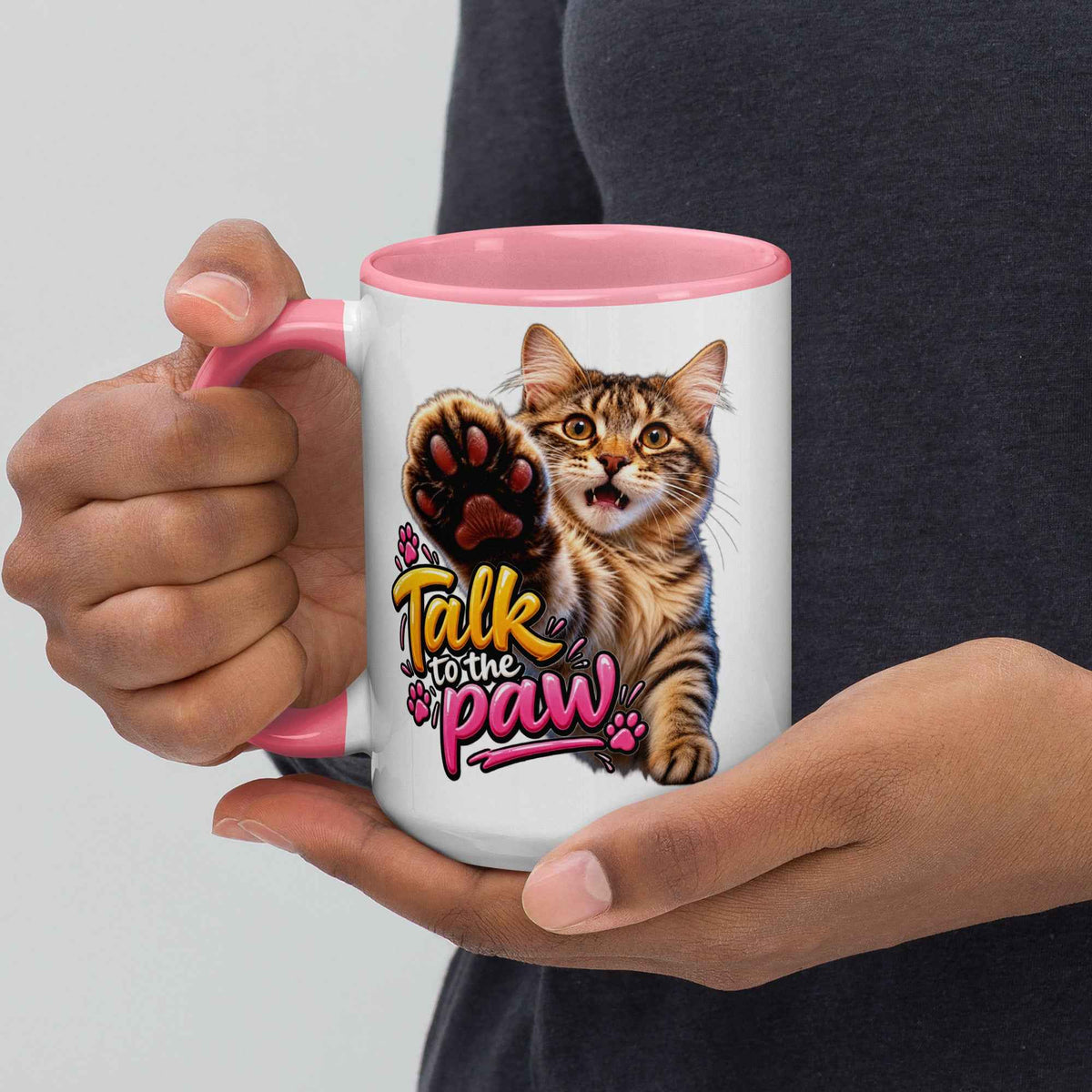 Talk to the Paw Cat Mug with Color Inside