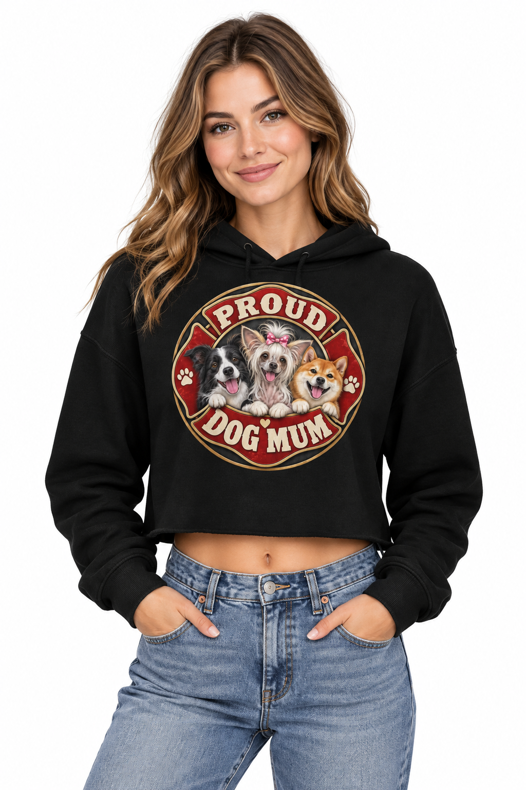 Proud Dog Mum Crop Hoodie