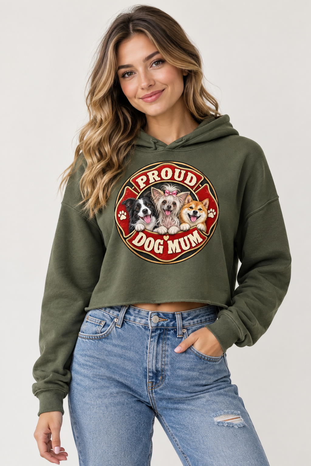 Proud Dog Mum Crop Hoodie