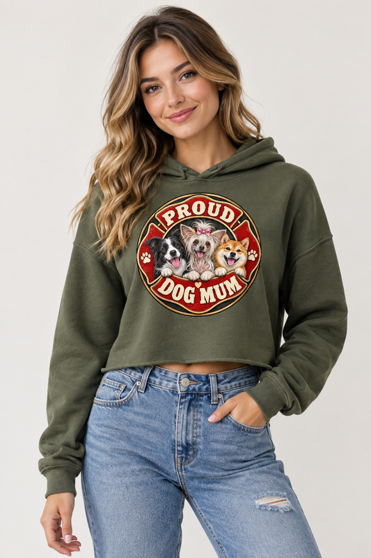 Proud Dog Mum Crop Hoodie