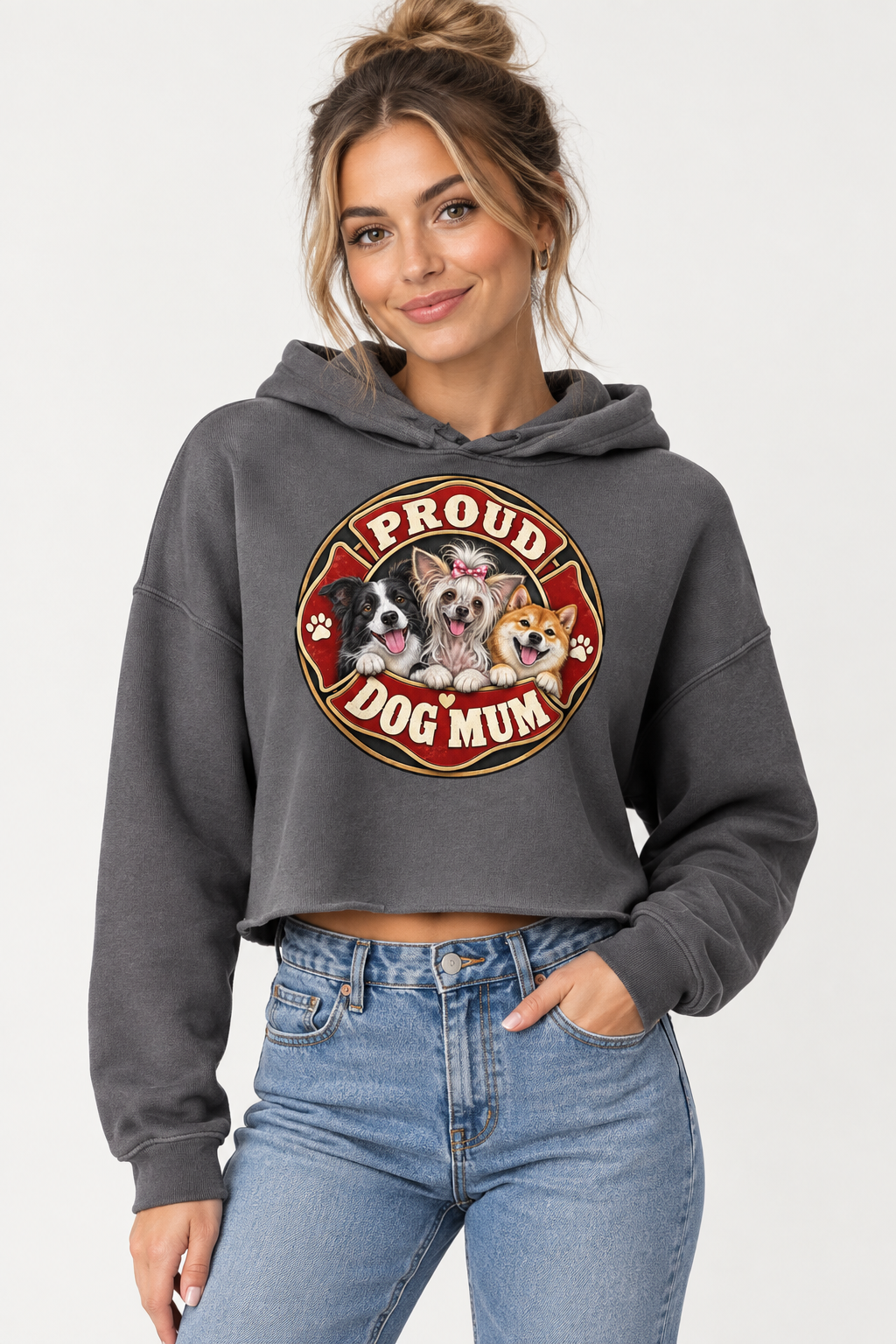 Proud Dog Mum Crop Hoodie