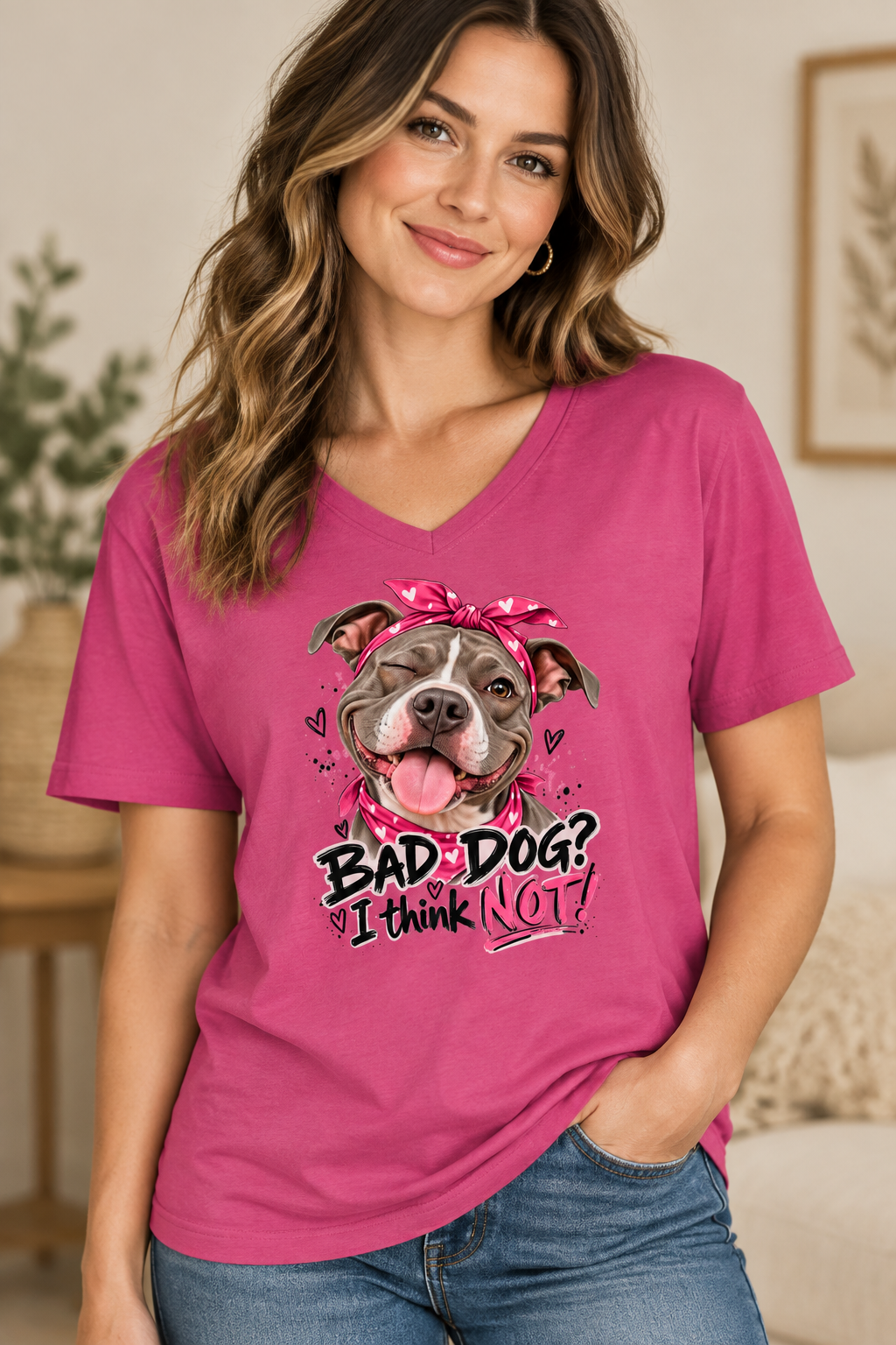 Bad dog. I think not. relaxed v-neck t-shirt