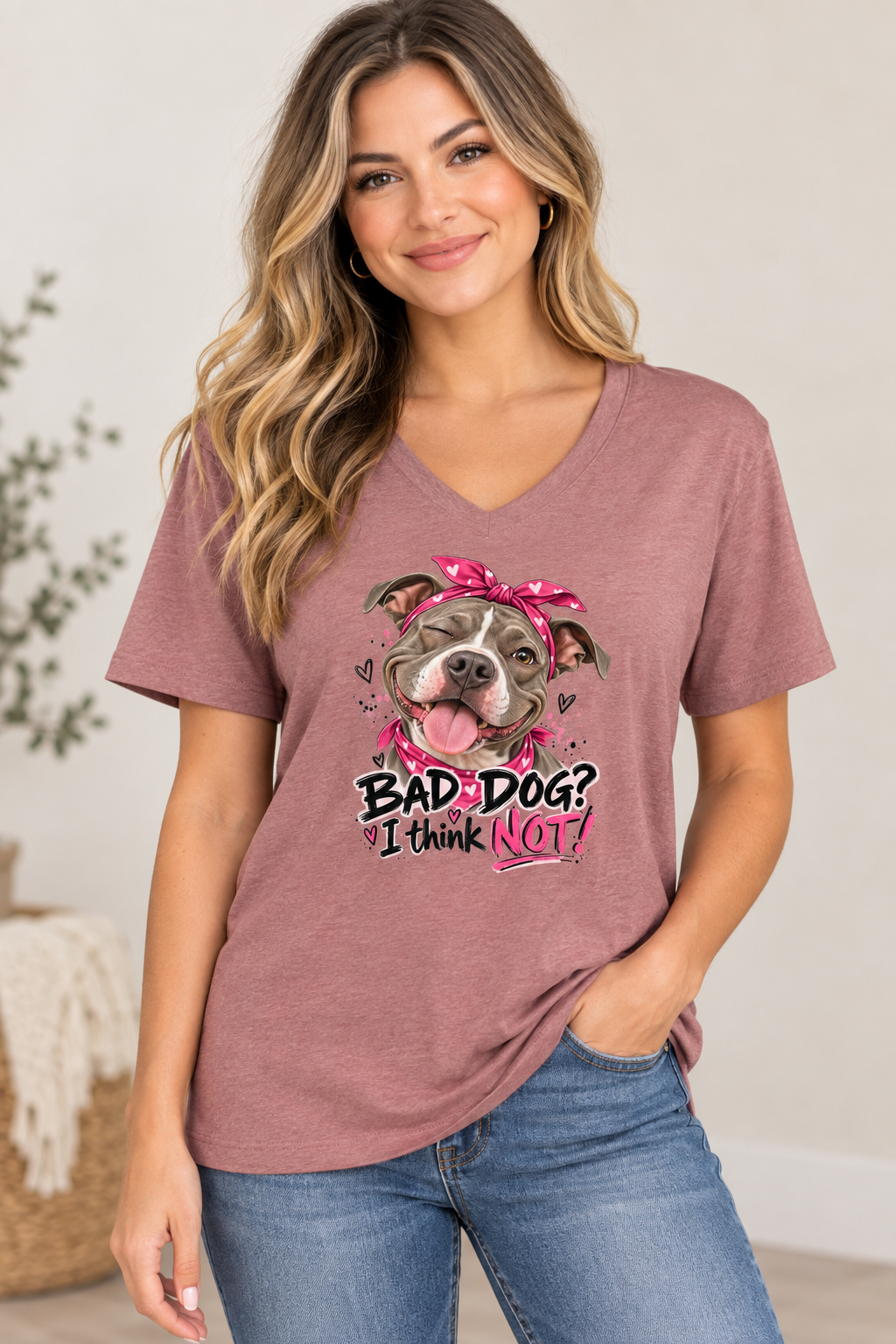 Bad dog. I think not. relaxed v-neck t-shirt