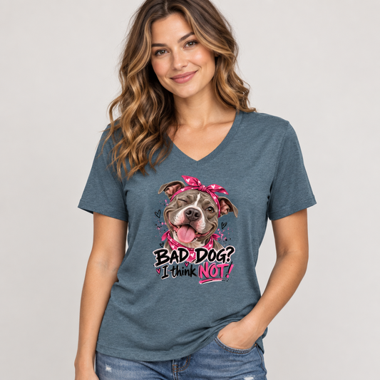 Bad dog. I think not. relaxed v-neck t-shirt