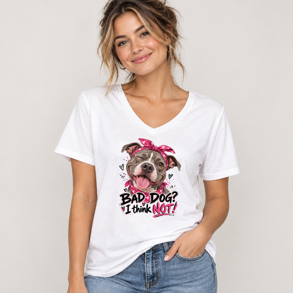 Bad dog. I think not. relaxed v-neck t-shirt