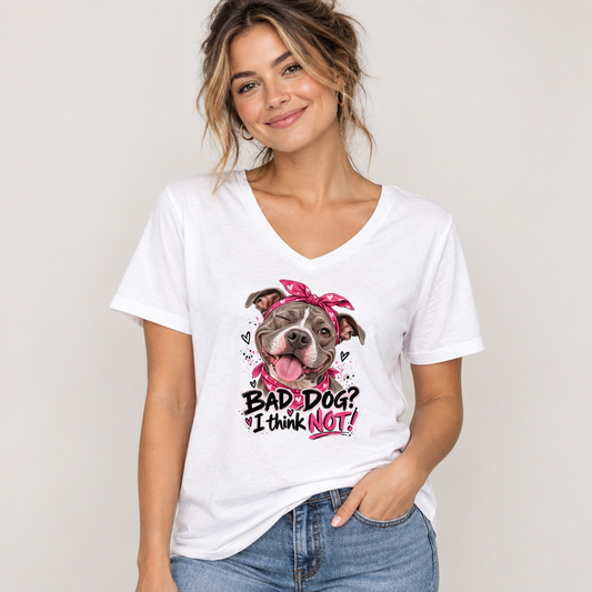 Bad dog. I think not. relaxed v-neck t-shirt